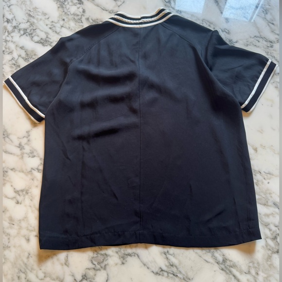 EUC Rag & Bone Althea Black V-Neck Top with White Trim Sz S Sold Out - Picture 4 of 8